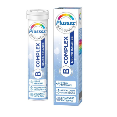 Plusssz B-Complex Neuro Balance smak pomarańcza-brzoskwinia 20 tabletek musujących