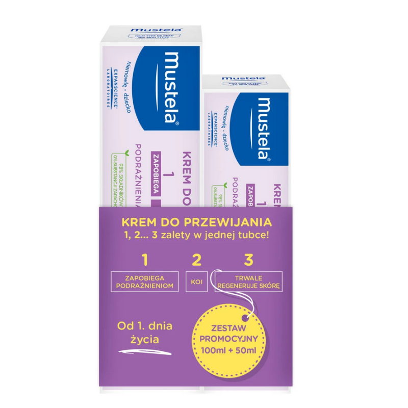 Mustela Duopak krem do przewijania 123 100ml + 50ml