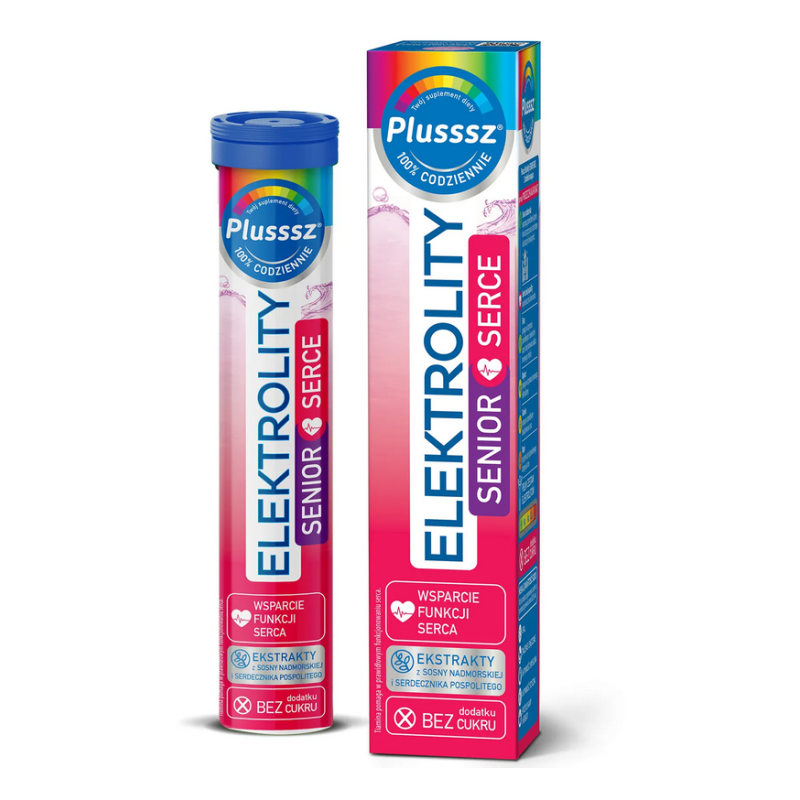 Plusssz Elektrolity Senior Serce bez dodatku cukru 24 tabletki musujące