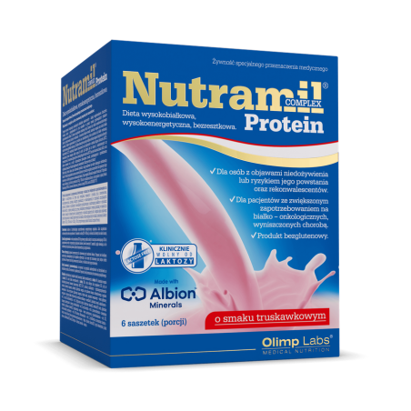 Olimp Nutramil Complex Protein proszek o smaku truskawkowym 6 saszetek