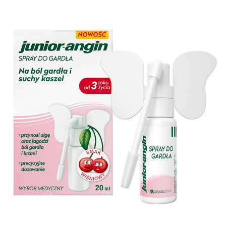 Junior-angin Spray do gardła na ból i suchy kaszel o smaku wiśniowym 20ml