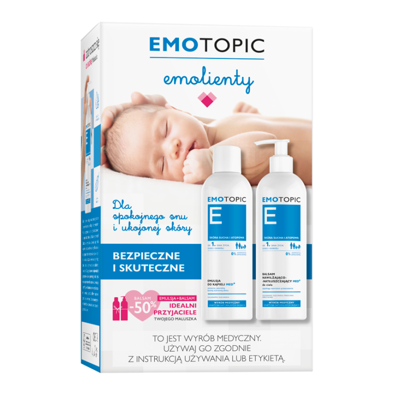 Zestaw Emotopic Emulsja do kąpieli MED+ 400ml + Balsam nawilżająco-natłuszczający MED+ do ciała 400ml