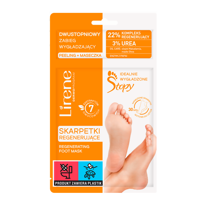 Lirene Skarpetki regenerujące dwustopniowy zabieg wygładzający peeling + maseczka 1 sztuka