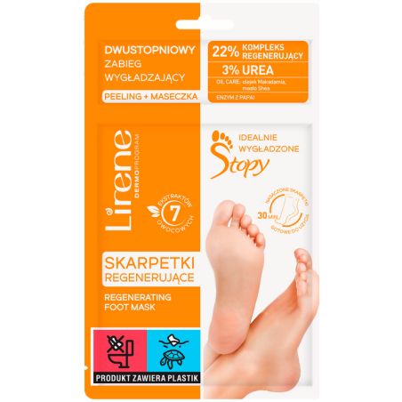 Lirene Skarpetki regenerujące dwustopniowy zabieg wygładzający peeling + maseczka 1 sztuka
