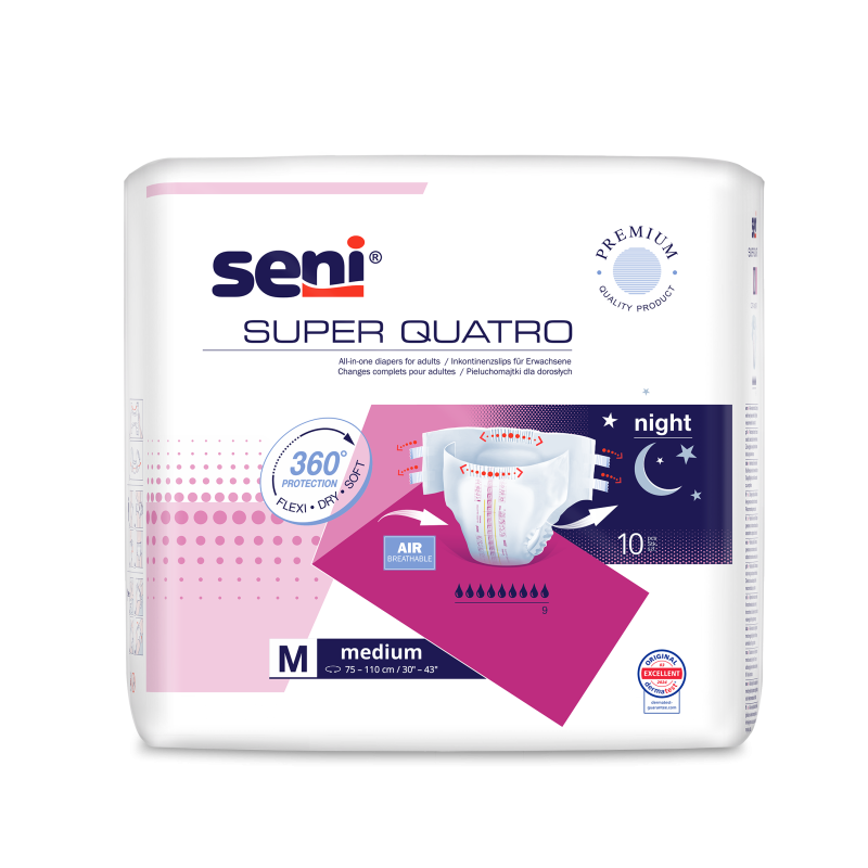 Pieluchomajtki SENI SUPER QUATRO MEDIUM 10 sztuk