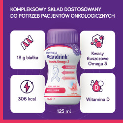 Nutridrink Protein Omega-3 rześki smak truskawkowo-malinowy 4x125ml