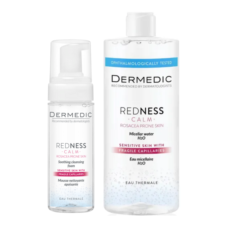 DERMEDIC REDNESS CALM Kojąca pianka oczyszczająca 150ml + DERMEDIC REDNESS CALM Płyn micelarny H2O 500ml