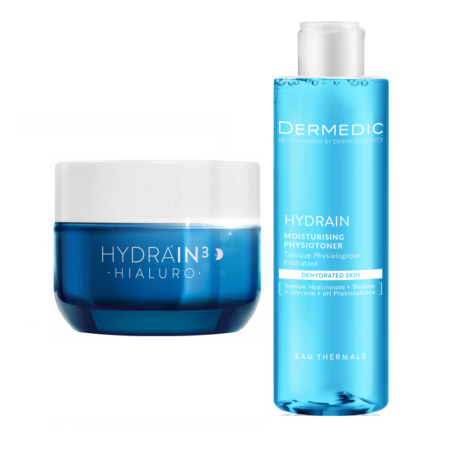 DERMEDIC/HYDRAIN 3 HIALURO Krem na noc 50ml + DERMEDIC HYDRAIN3 HIALURO Nawilżający fizjotonik 200ml