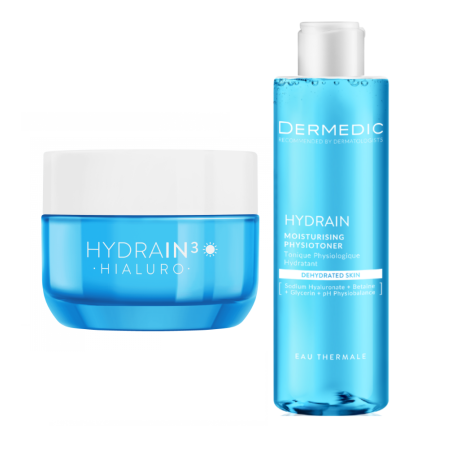 DERMEDIC HYDRAIN 3 HIALURO Krem dogłębnie nawilżający 50ml + DERMEDIC HYDRAIN3 HIALURO Nawilżający fizjotonik 200ml