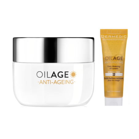 Dermedic Oilage Zestaw Odżywczy Krem na dzień 50ml + Olejowy Syndet do mycia twarzy 25ml