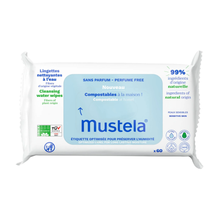 Mustela Chusteczki oczyszczające z wodą 60 sztuk