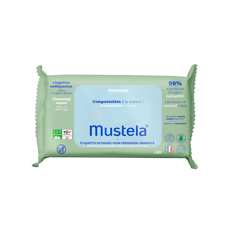 Mustela Kompostowalne chusteczki nawilżane z zapachem 60 sztuk