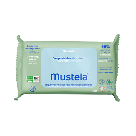 Mustela Kompostowalne chusteczki nawilżane z zapachem 60 sztuk