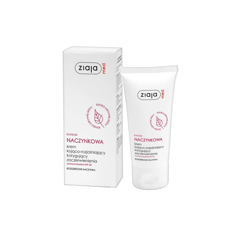 Ziaja MED Kuracja naczynkowa Krem kojąco-rozjaśniający korygujący zaczerwieniania SPF20 50ml