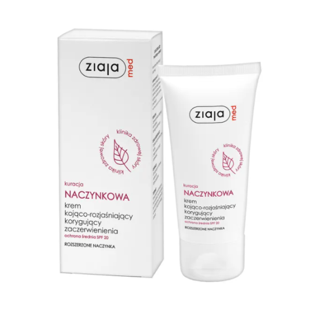 Ziaja MED Kuracja naczynkowa Krem kojąco-rozjaśniający korygujący zaczerwieniania SPF20 50ml