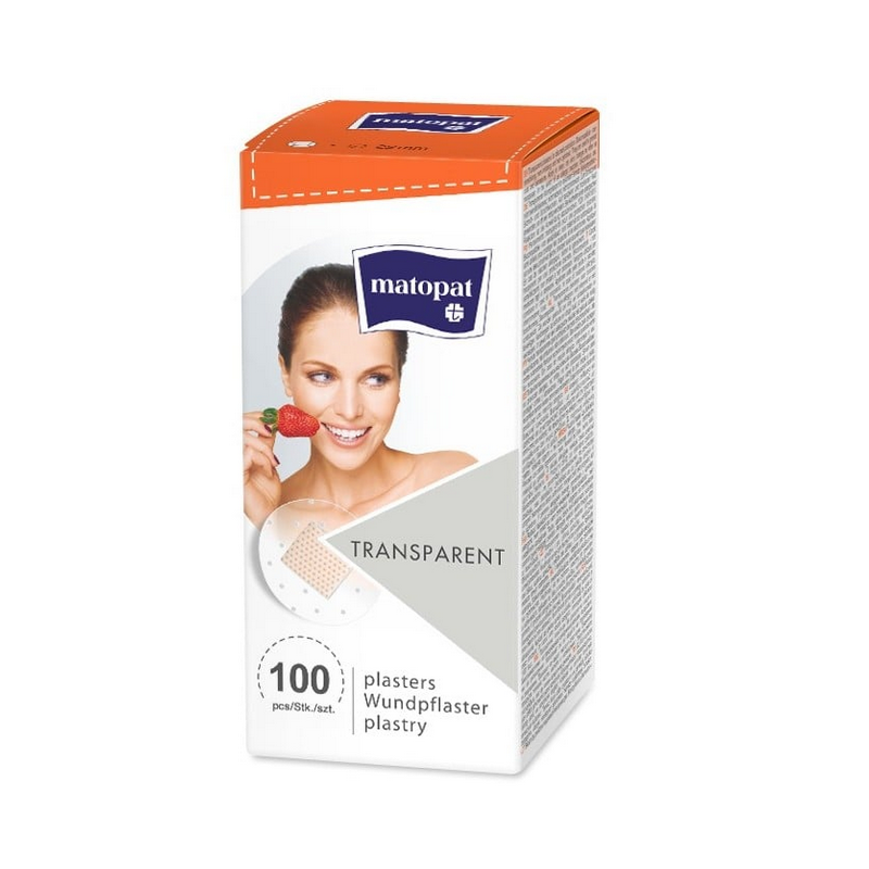 Przezroczyste plastry z opatrunkiem Matopat TRANSPARENT 100 sztuk