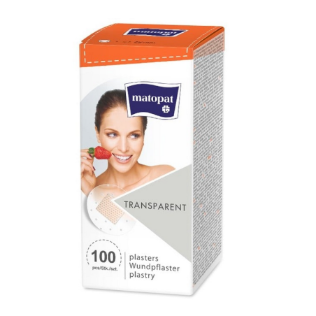 Przezroczyste plastry z opatrunkiem Matopat TRANSPARENT 100 sztuk