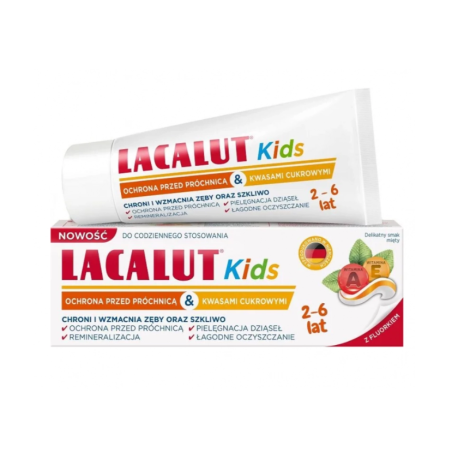 Lacalut Kids Pasta do zębów dla dzieci 2-6 lat smak miętowy 55ml