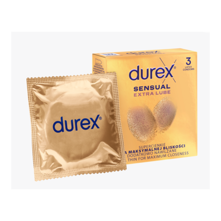Durex Sensual Extra Lube prezerwatywy super cienkie 3 sztuki