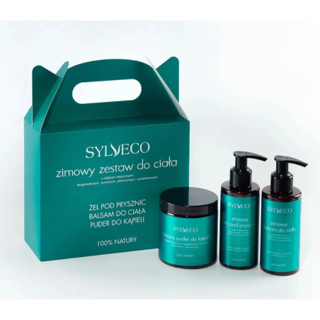Sylveco Zestaw zimowy do ciała z olejkami eterycznymi Żel pod prysznic + Balsam do ciała + Puder do kąpieli