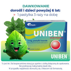 Uniben pastylki miętowe, 30 sztuk