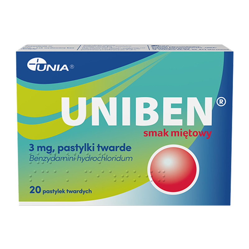 Uniben pastylki miętowe, 20 sztuk