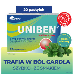 Uniben pastylki miętowe, 20 sztuk