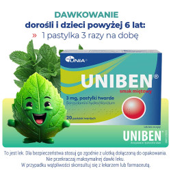 Uniben pastylki miętowe, 20 sztuk