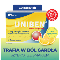 Uniben pastylki cytrynowe, 30 sztuk