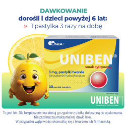 Uniben pastylki cytrynowe, 30 sztuk