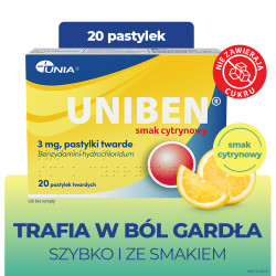 Uniben pastylki cytrynowe, 20 sztuk