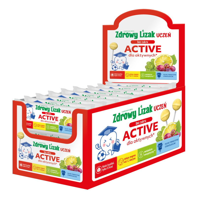 Zdrowy Lizak UCZEŃ ACTIVE zestaw 40 sztuk