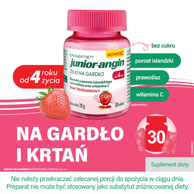 Junior-angin żelki na gardło, 30 sztuk