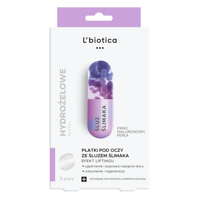 L'biotica Odmładzające płatki pod oczy ze śluzem ślimaka 3x2 sztuki