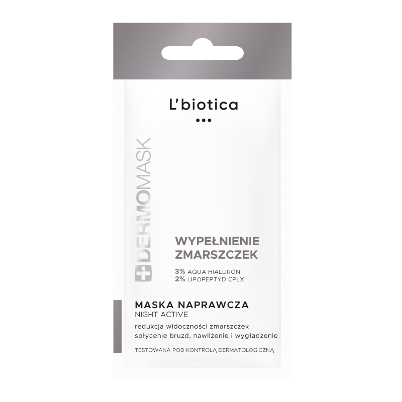 L'Biotica Dermomask Night Active Wypełnienie Zmarszczek Maseczka naprawcza do twarzy na noc 12ml
