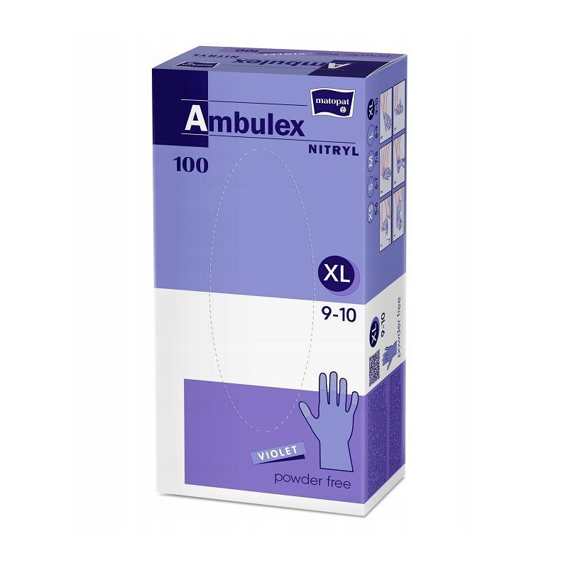 Ambulex Nitryl XL Rękawice niejałowe medyczne ochronne bezpudrowe 100 sztuk