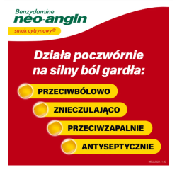 Benzydamine Neo-Angin smak cytrynowy, 20 pastylek do ssania