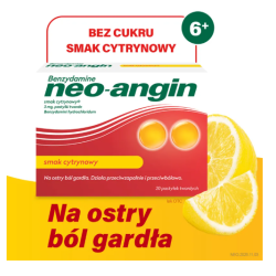 Benzydamine Neo-Angin smak cytrynowy, 20 pastylek do ssania