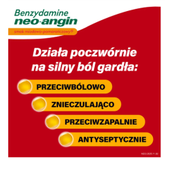 Benzydamine Neo-Angin smak miodowo-pomarańczowy, 20 pastylek do ssania