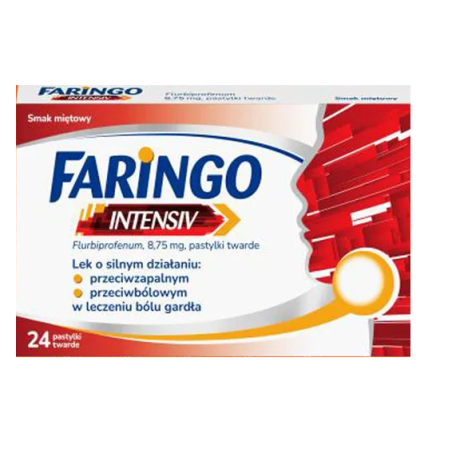 Faringo Intensiv lek na silny ból gardła smak miętowy 24 pastylki