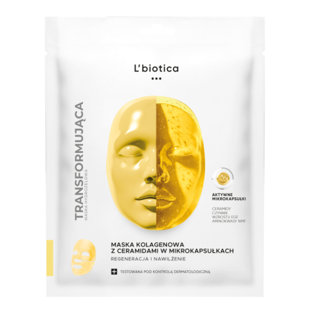 L'biotica Maska kolagenowa z ceramidami w mikrokapsułkach Regeneracja i nawilżenie 1 sztuka