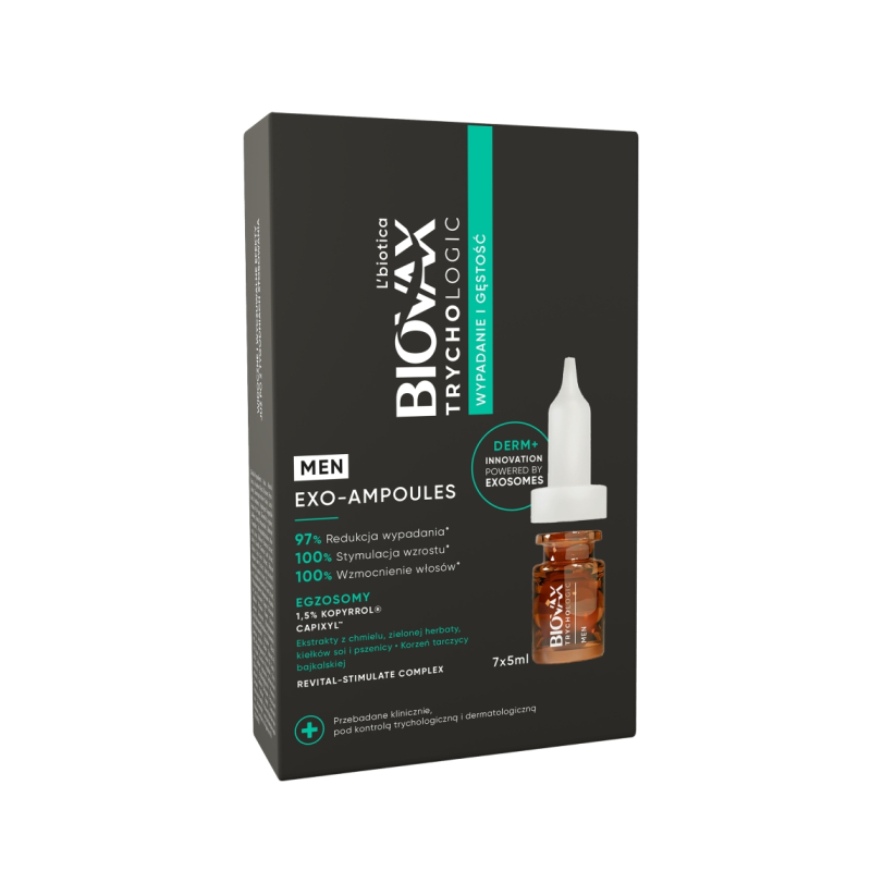 L'biotica Biovax Trychologic Exo-Ampoules Wypadanie i gęstość kuracja dla mężczyzn 7 szt. x 5 ml